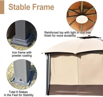 Metal Patio Gazebo-12' W X 10' D X 9' 2'' H