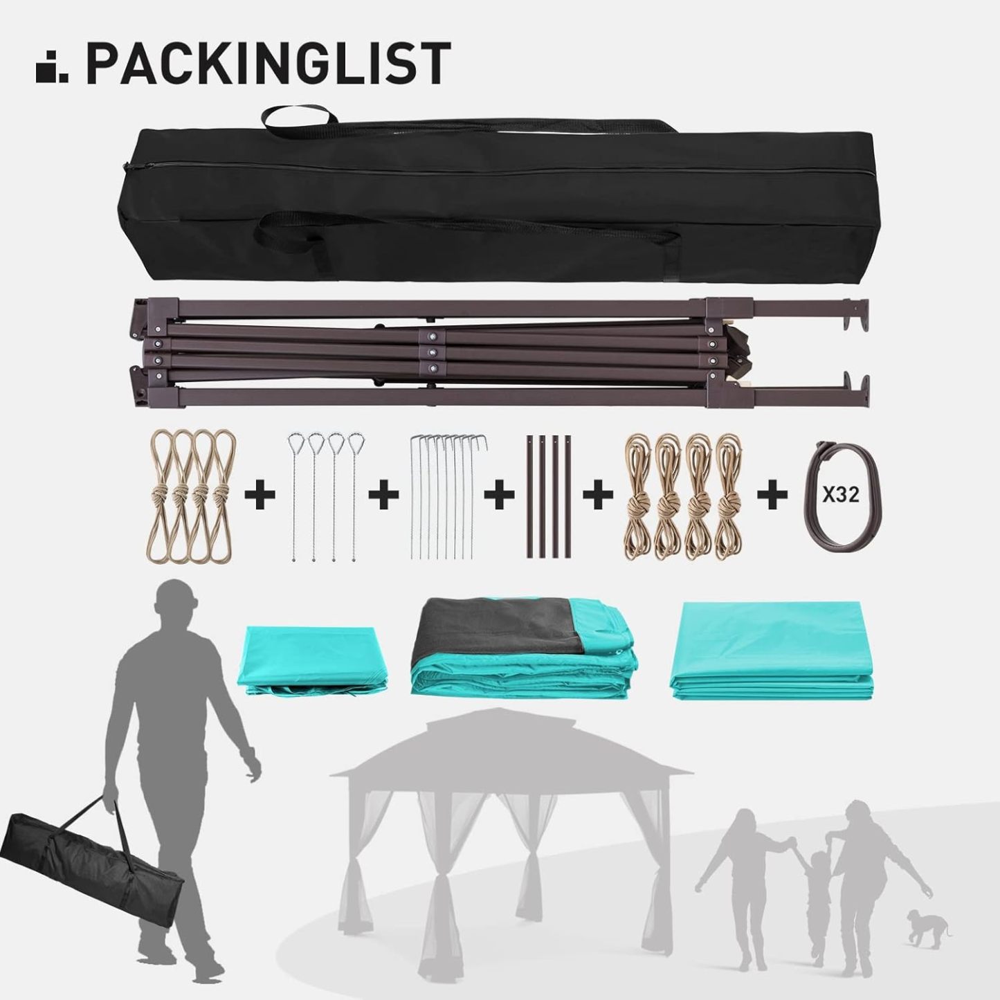 Steel Pop-up Gazebo-11' W X 11' D X 9' 8'' H-Sky Blue