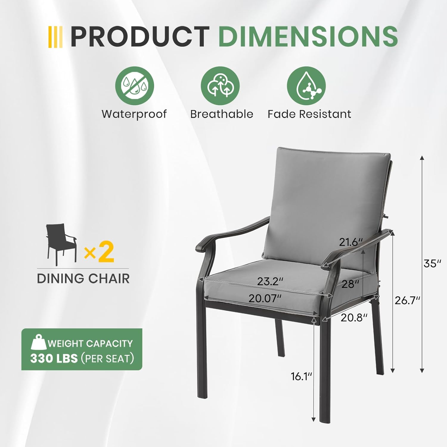 Metal Stackable Chairs Set with Cushions, All-Weather Furniture