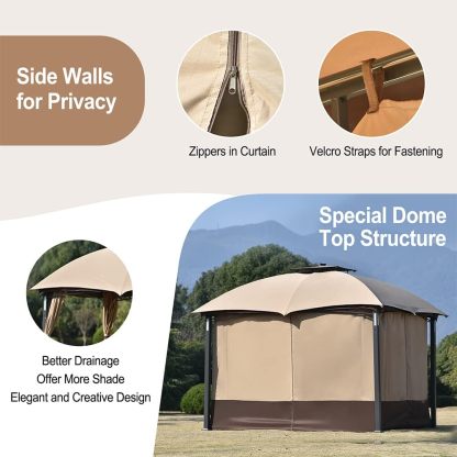 Metal Patio Gazebo-12' W X 10' D X 9' 2'' H