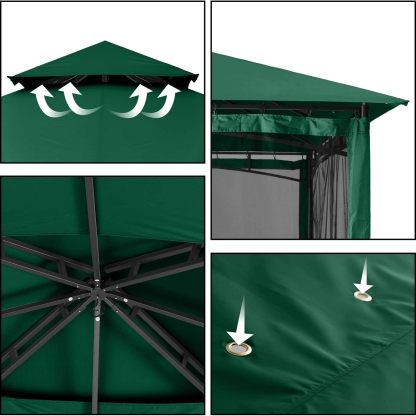 Steel Patio Gazebo-9' W X 9' D X 9' 2 2/5'' H-Green