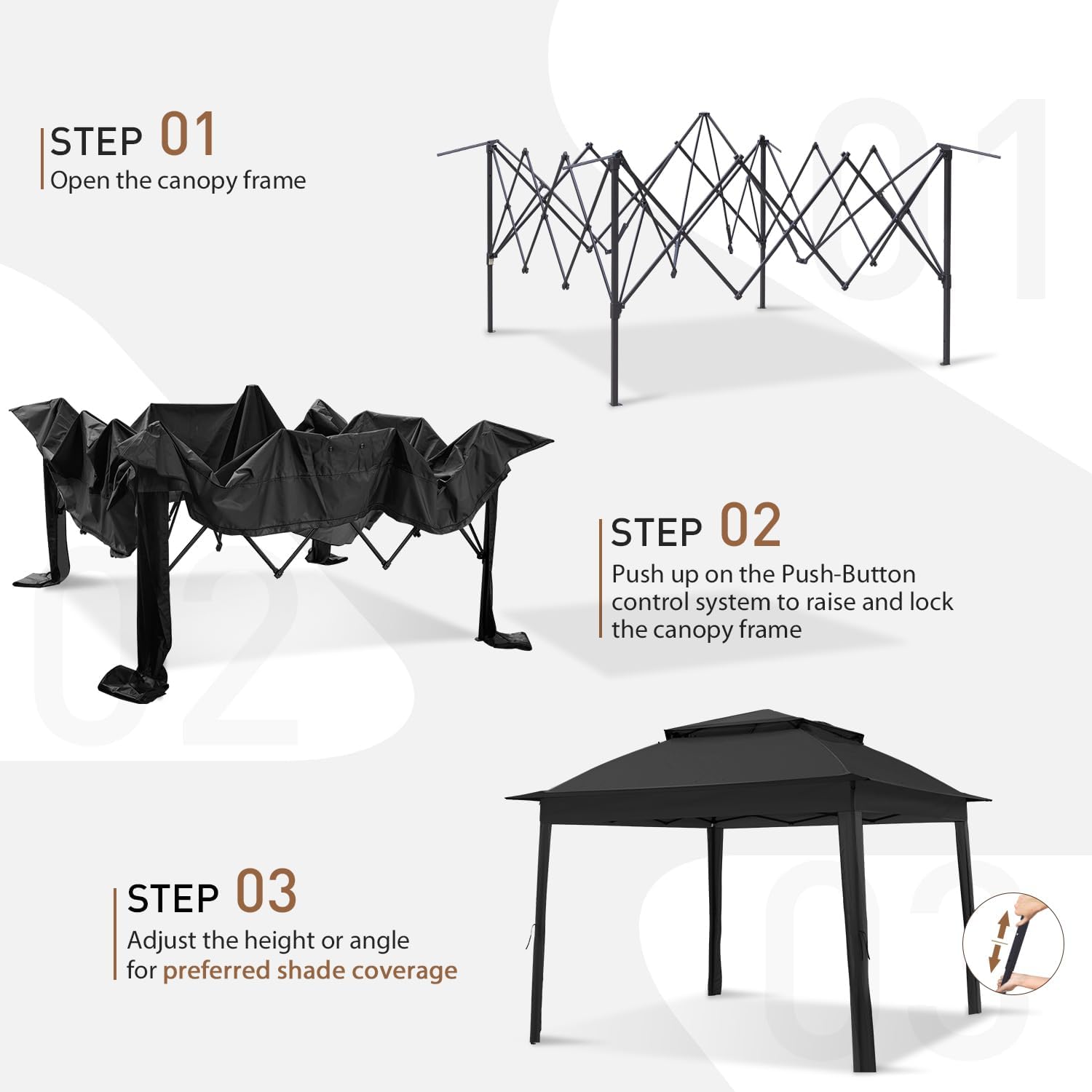Steel Pop-up Gazebo-11' W X 11' D X 9' 8'' H-Black