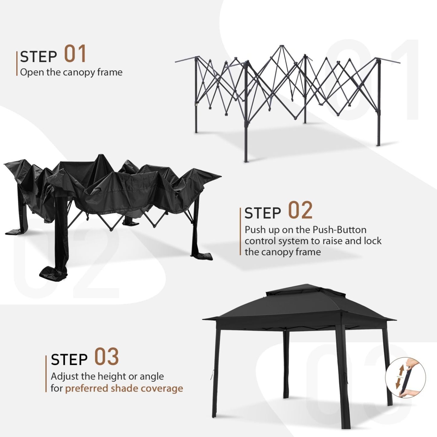 Steel Pop-up Gazebo-11' W X 11' D X 9' 8'' H-Black