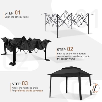 Steel Pop-up Gazebo-11' W X 11' D X 9' 8'' H-Black