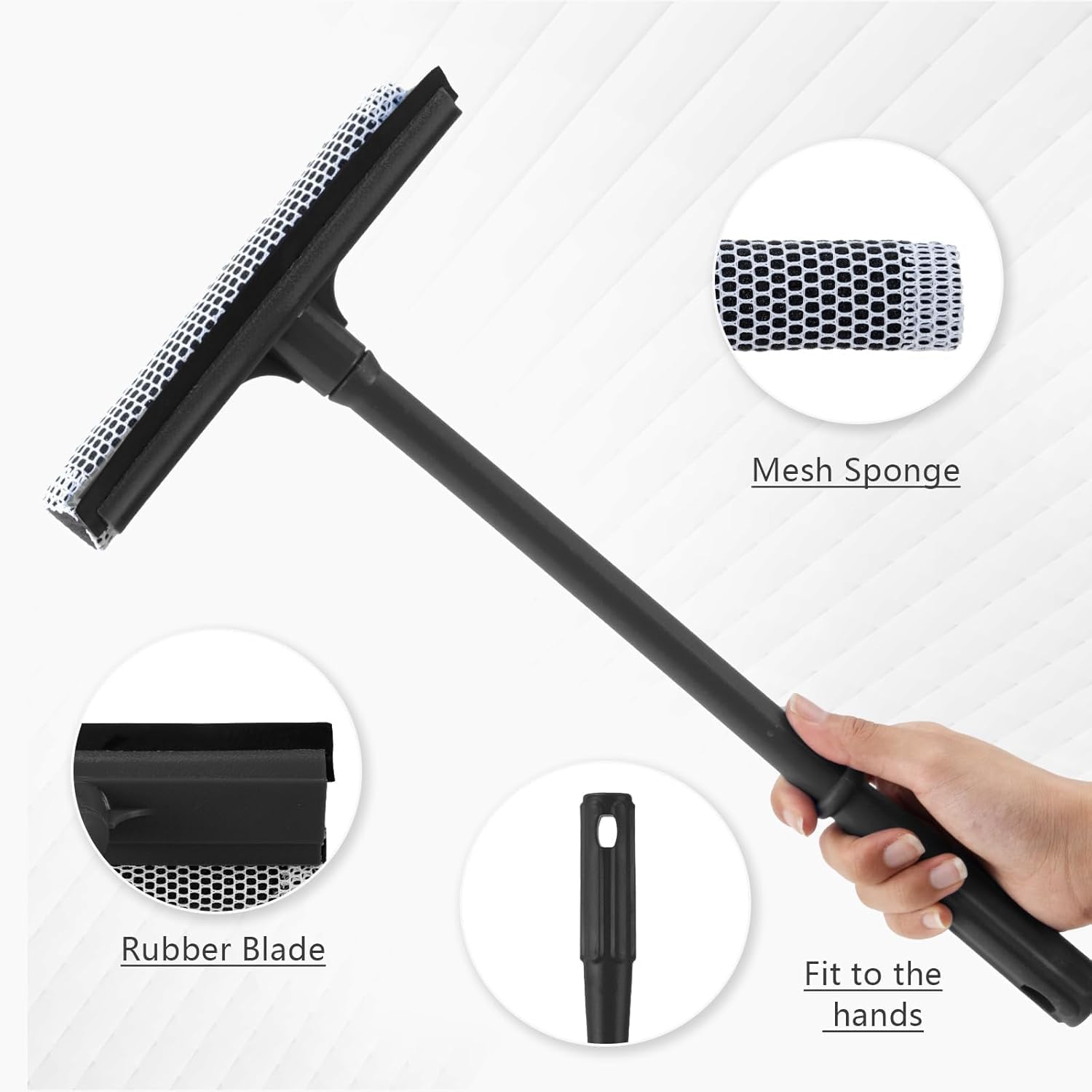 15.9" Plastic Handle Window Squeegee for Home, 2-in-1 Auto Window Cleaner 