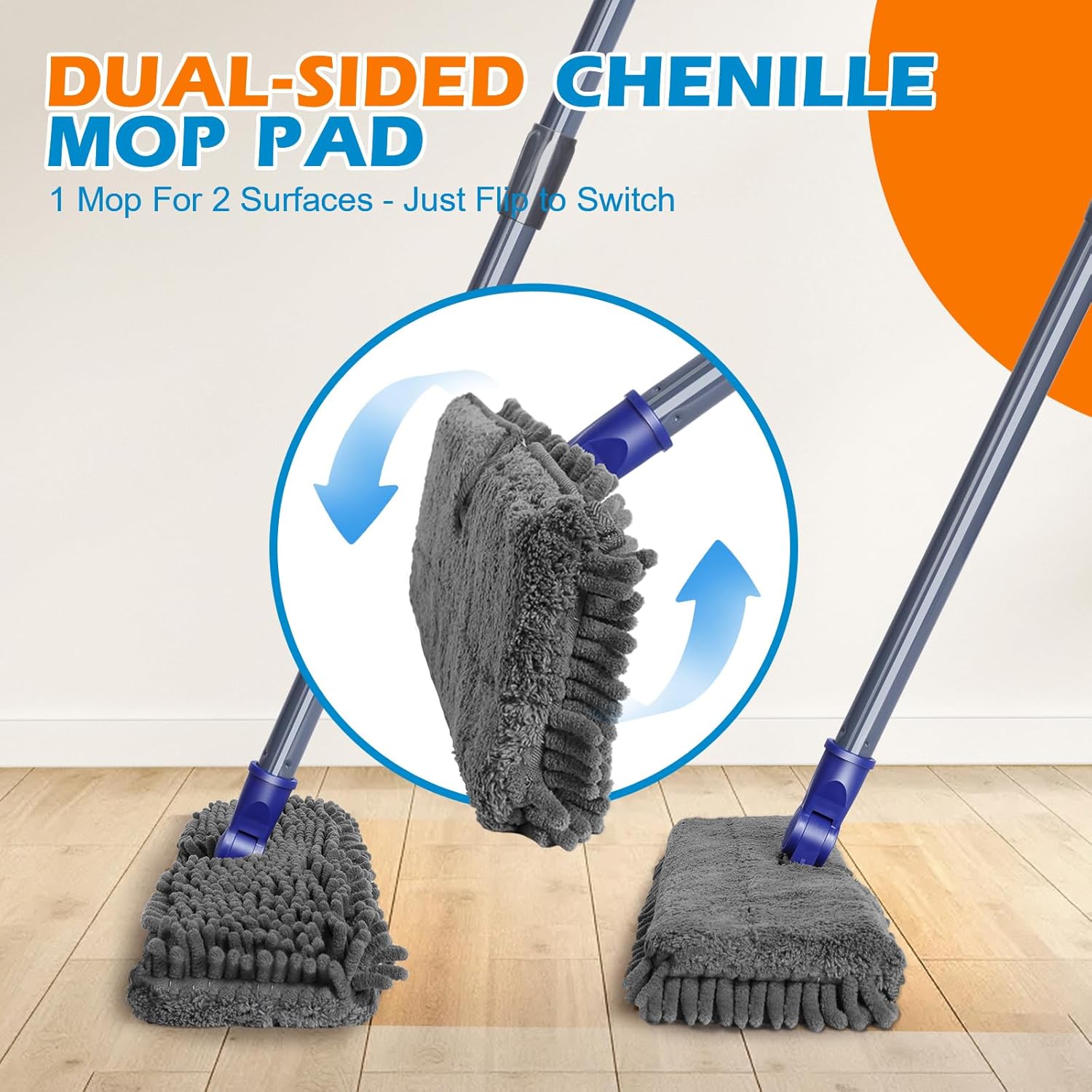 Dual Sided Flip Mop, Wet Dry Microfiber Dust Mop