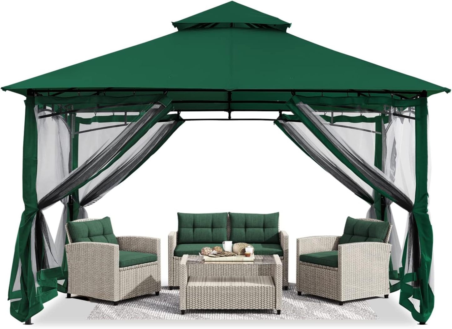 Steel Patio Gazebo-9' W X 9' D X 9' 2 2/5'' H-Green