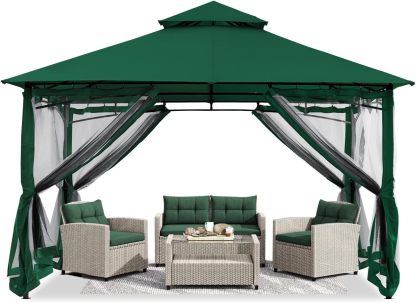 Steel Patio Gazebo-9' W X 9' D X 9' 2 2/5'' H-Green