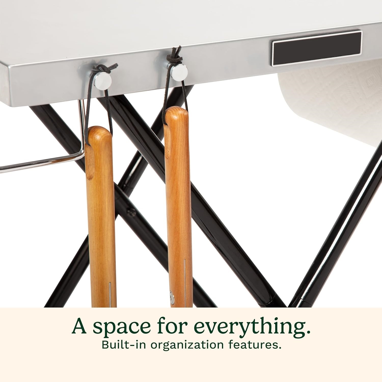 20.9"D x 34.4"W x 28.1"H Fold ‘n Go Prep Table, Portable Folding Table and Grill Stand with Tool hooks, Trash Bag Holder, Paper Towel Rack