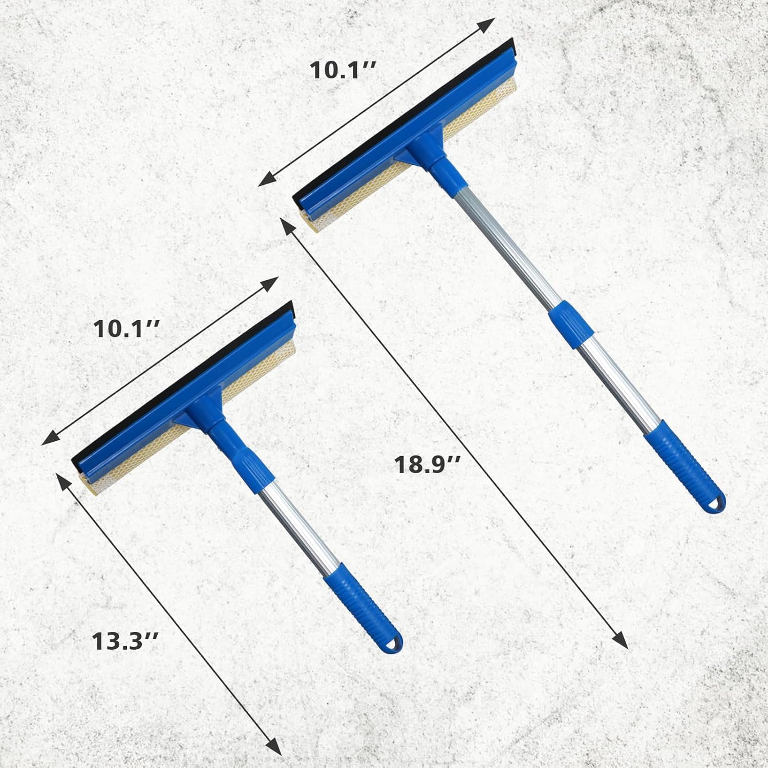 Professional 2-in-1 Window Squeegee with Telescopic Stainless Steel Handle