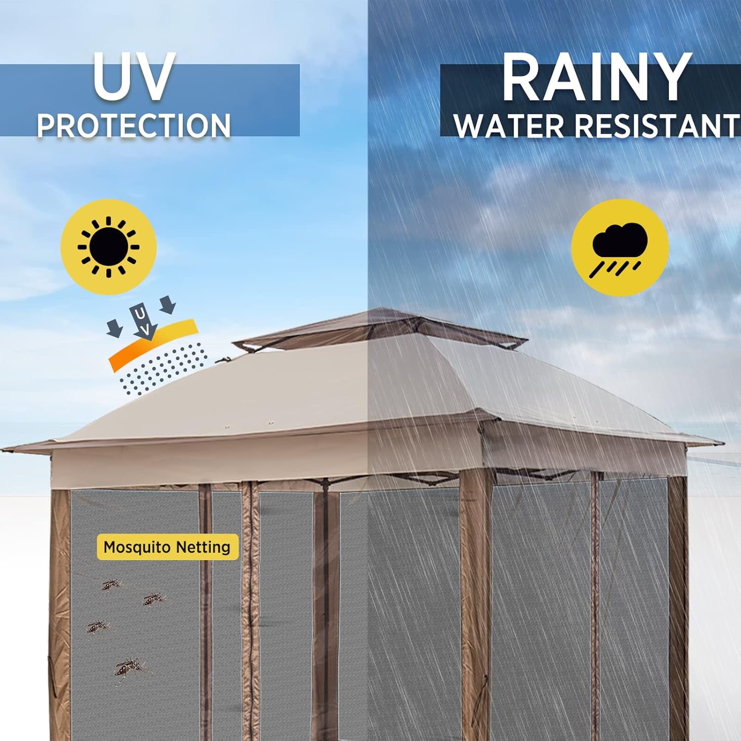 Steel Pop-up Gazebo-11' W X 11' D X 9' 8'' H-Beige