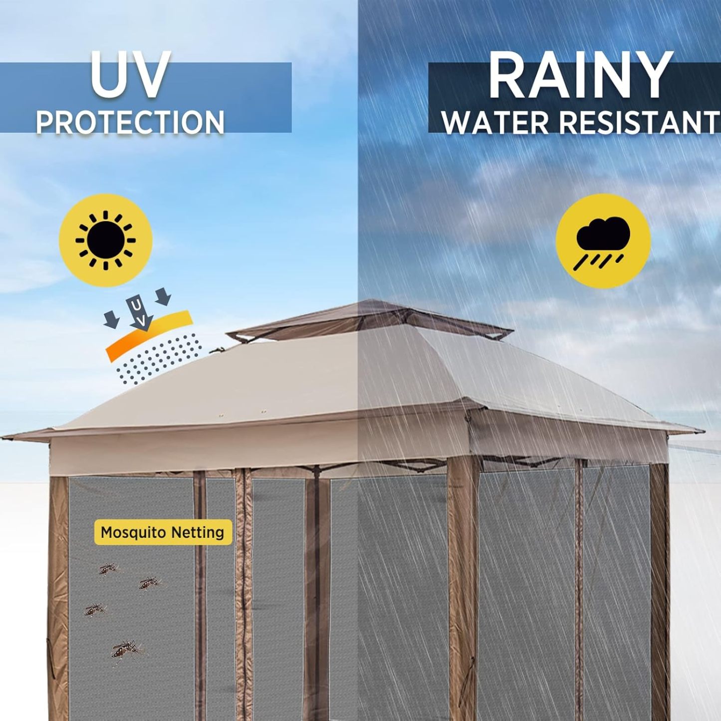 Steel Pop-up Gazebo-11' W X 11' D X 9' 8'' H-Beige