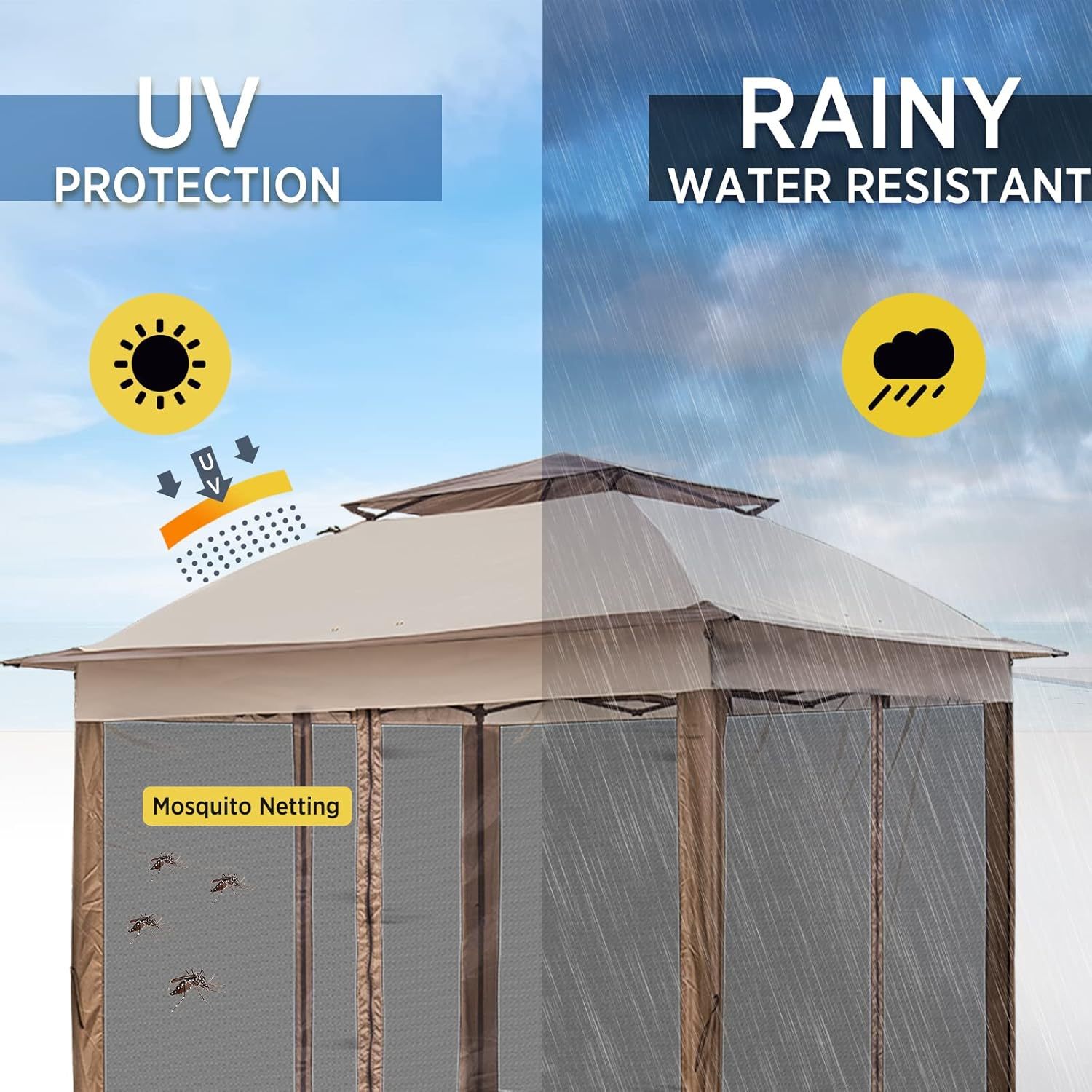 Steel Pop-up Gazebo-11' W X 11' D X 9' 8'' H-Beige