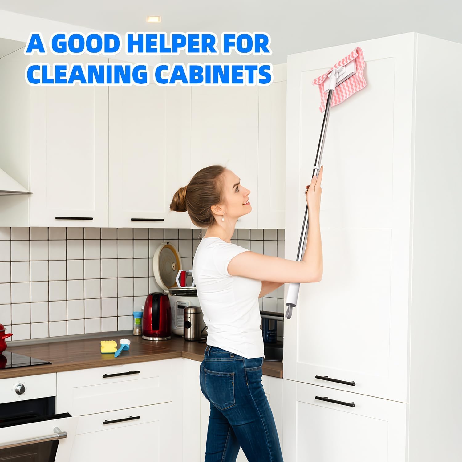 Mini Mop, Zero-Touch Gap Dust Cleaner with 39in Lazy Mop & Hands-Free Lock Head