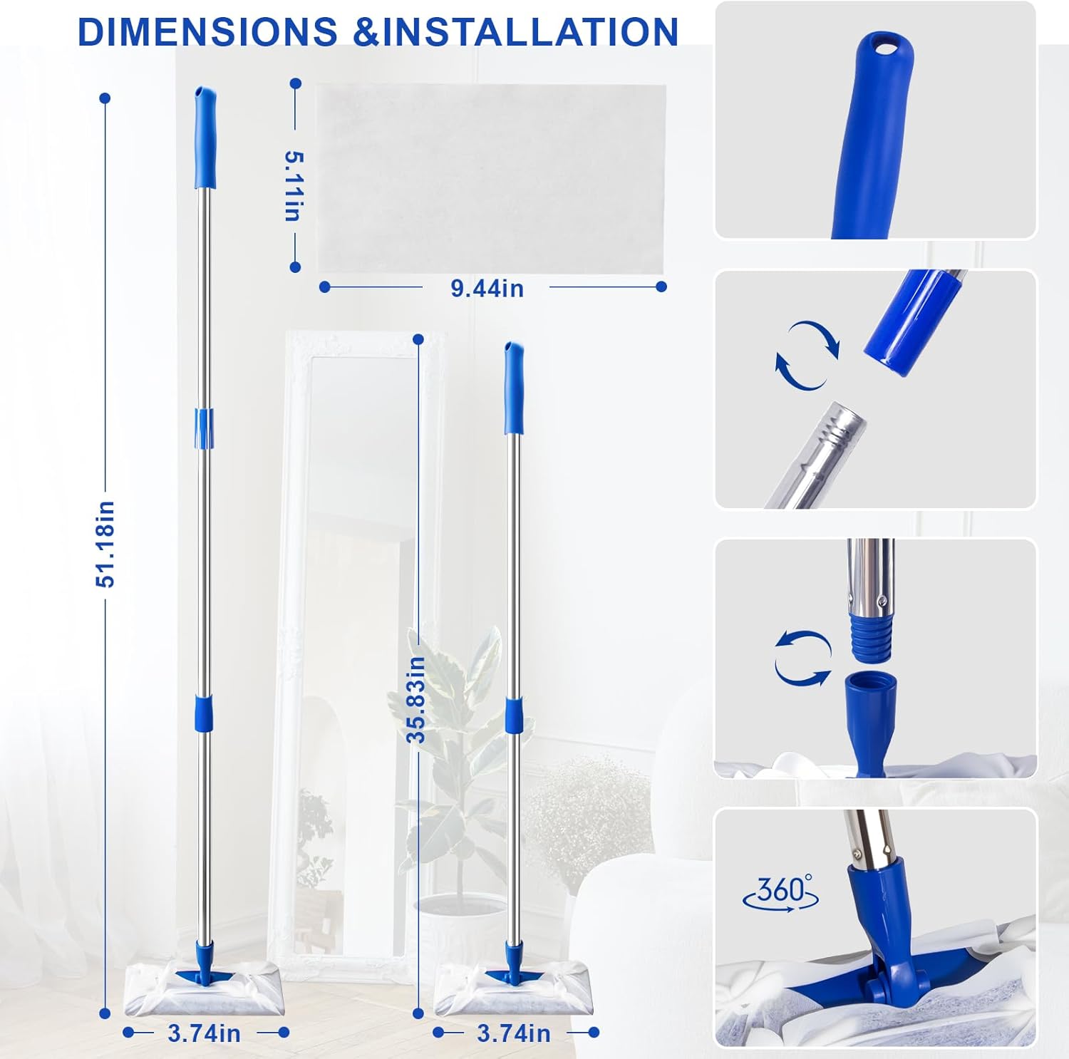 2-in-1 Mops for Floor Cleaning, Dry and Wet Multi