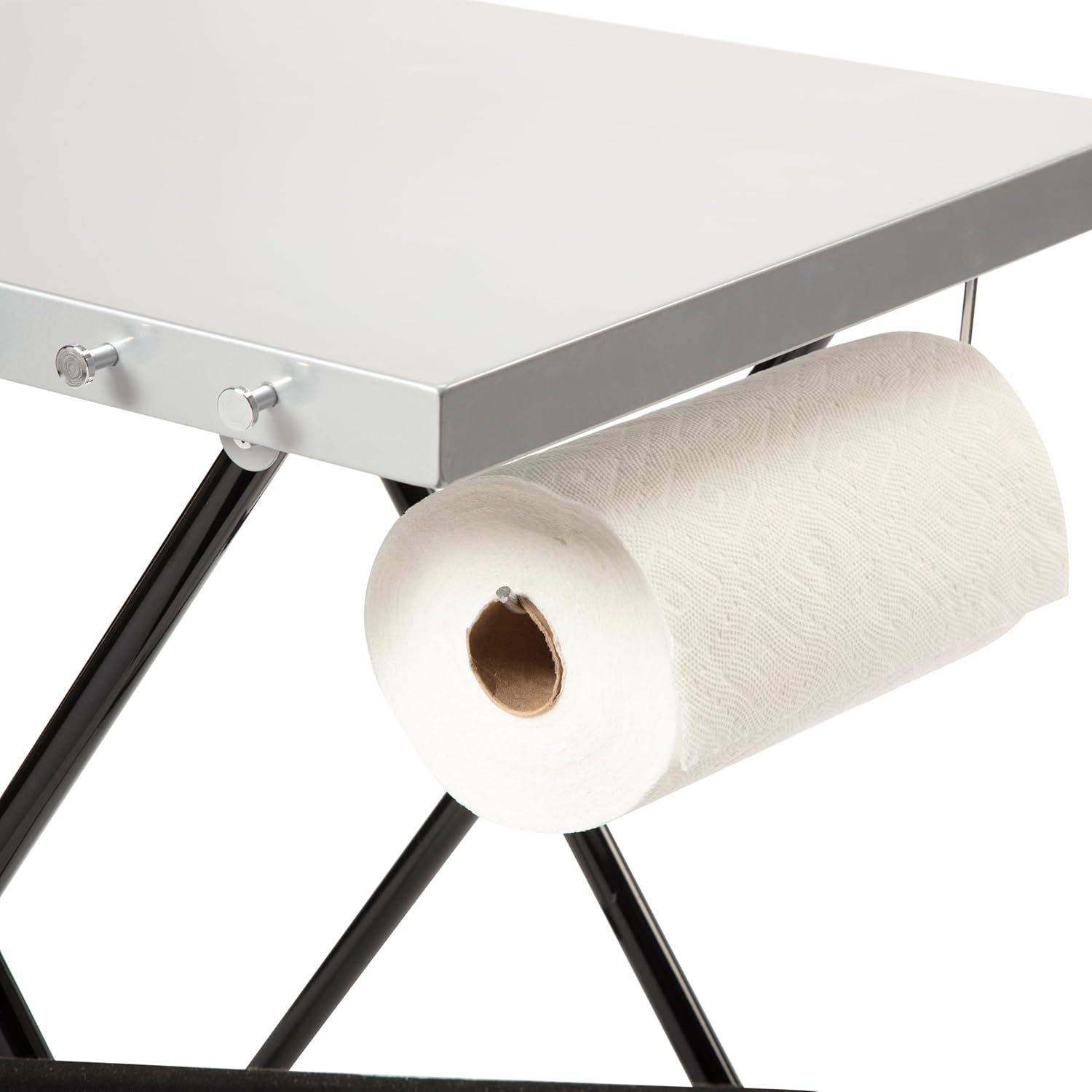 20.9"D x 34.4"W x 28.1"H Fold ‘n Go Prep Table, Portable Folding Table and Grill Stand with Tool hooks, Trash Bag Holder, Paper Towel Rack