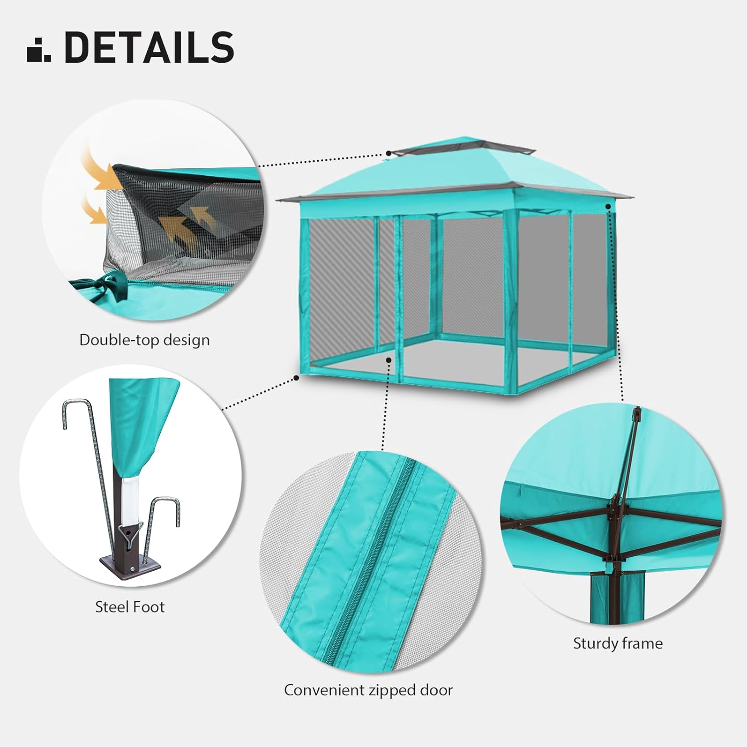 Steel Pop-up Gazebo-11' W X 11' D X 9' 8'' H-Sky Blue