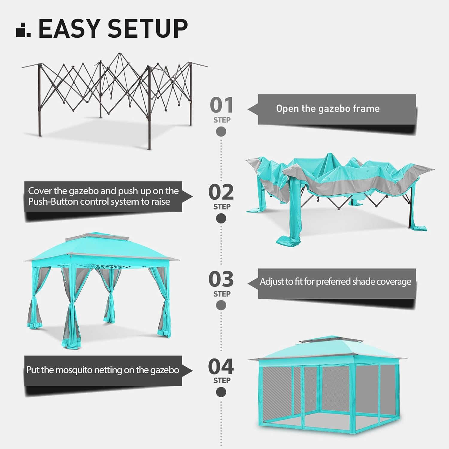 Steel Pop-up Gazebo-11' W X 11' D X 9' 8'' H-Sky Blue