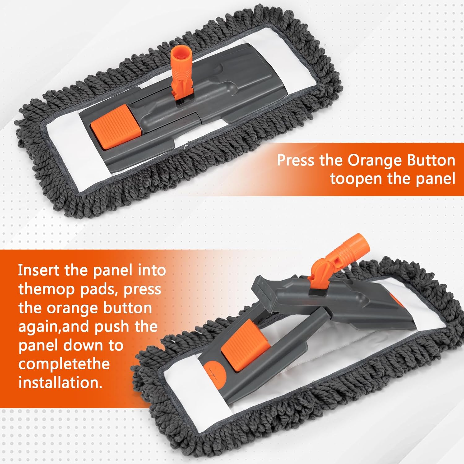 Dust Mop for Floor Cleaning with 3 Washable Pads and 55” Long Stainless Steel Handle
