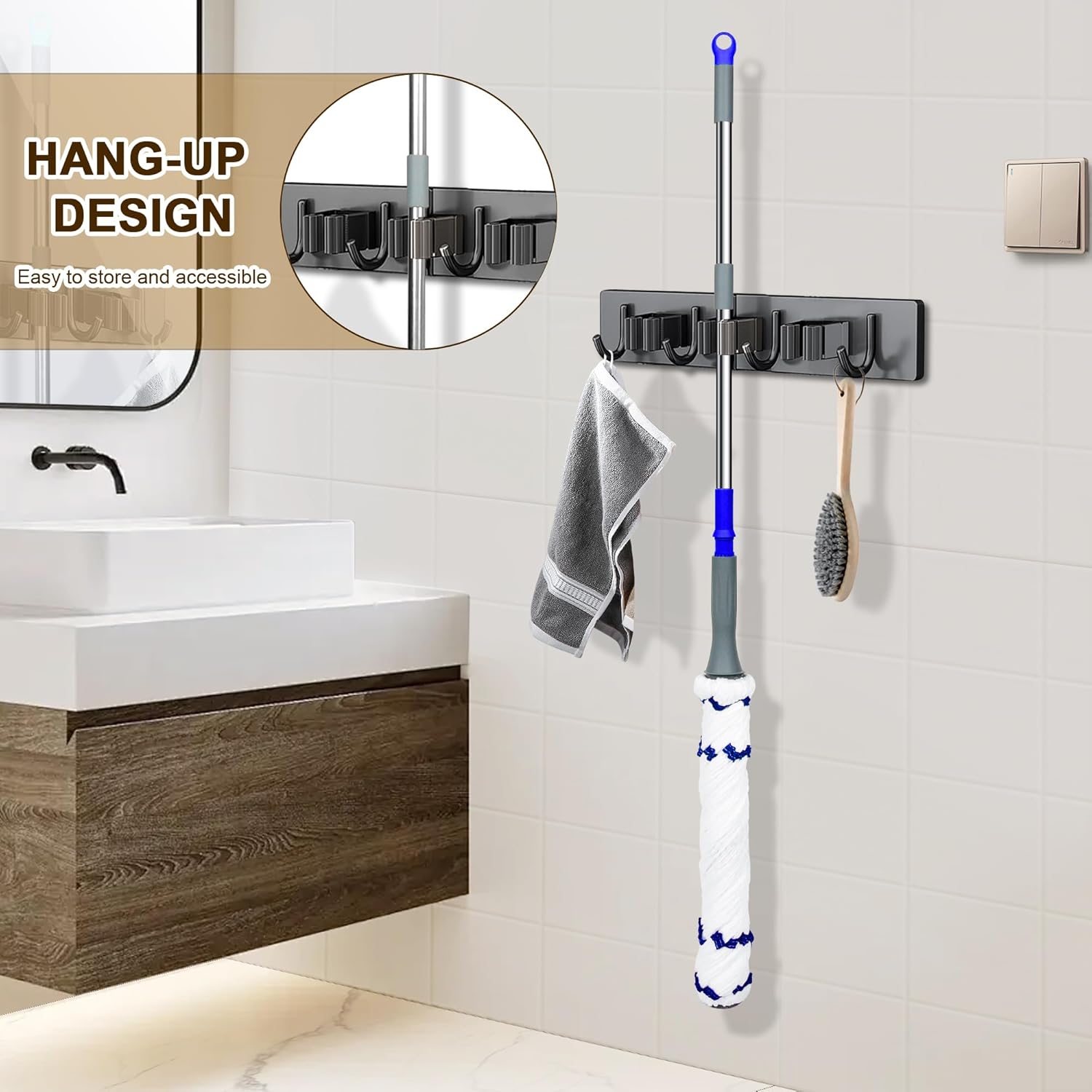 Floor Cleaner with 52.5 Inch Long Handle, Heavy Duty Wet Mop 