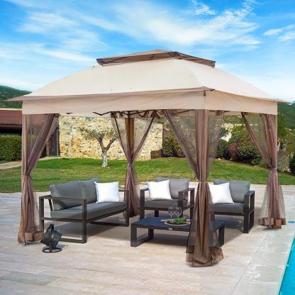 Steel Pop-up Gazebo-11' W X 11' D X 9' 8'' H-Beige
