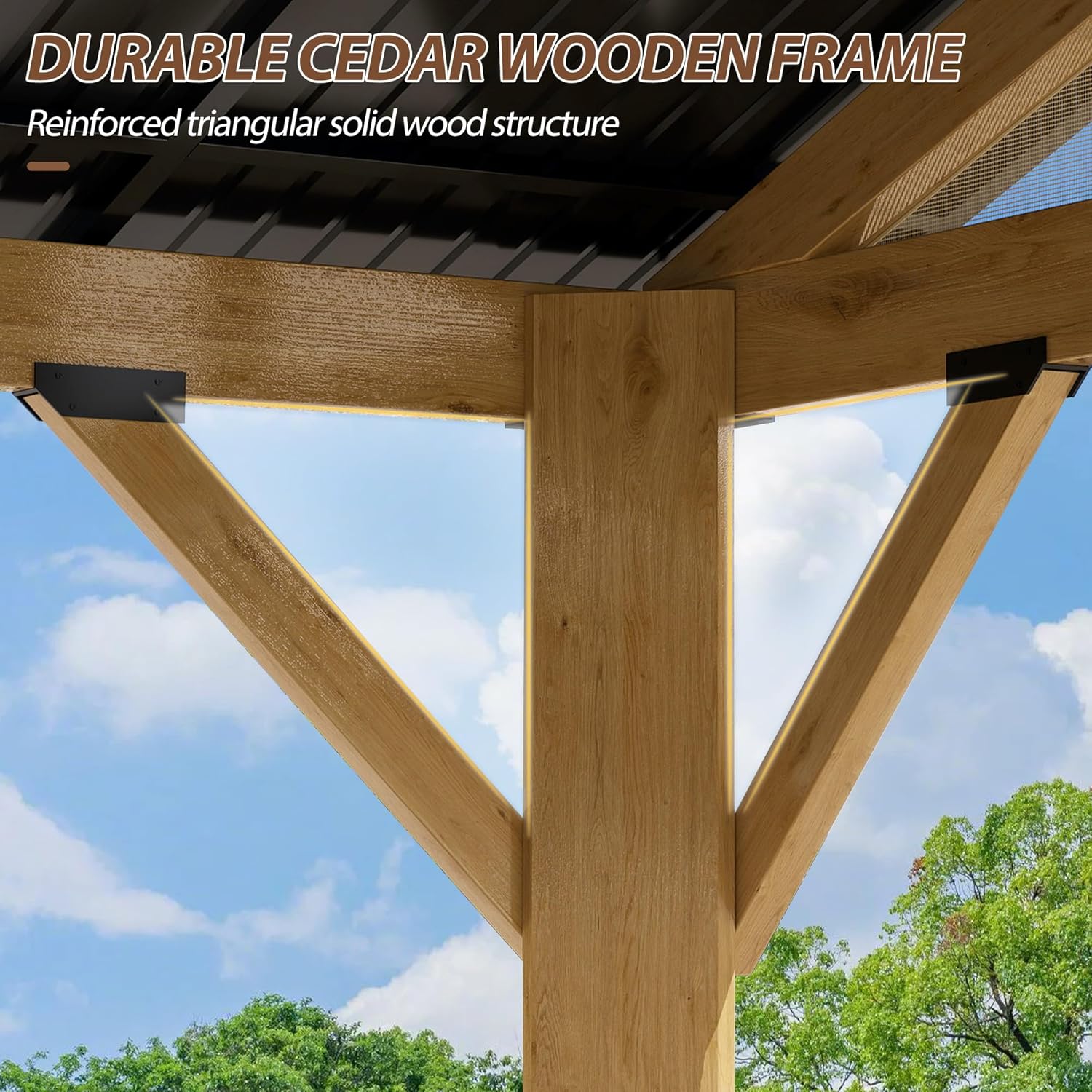 13' x 15' Outdoor Hardtop Wood Gazebo 