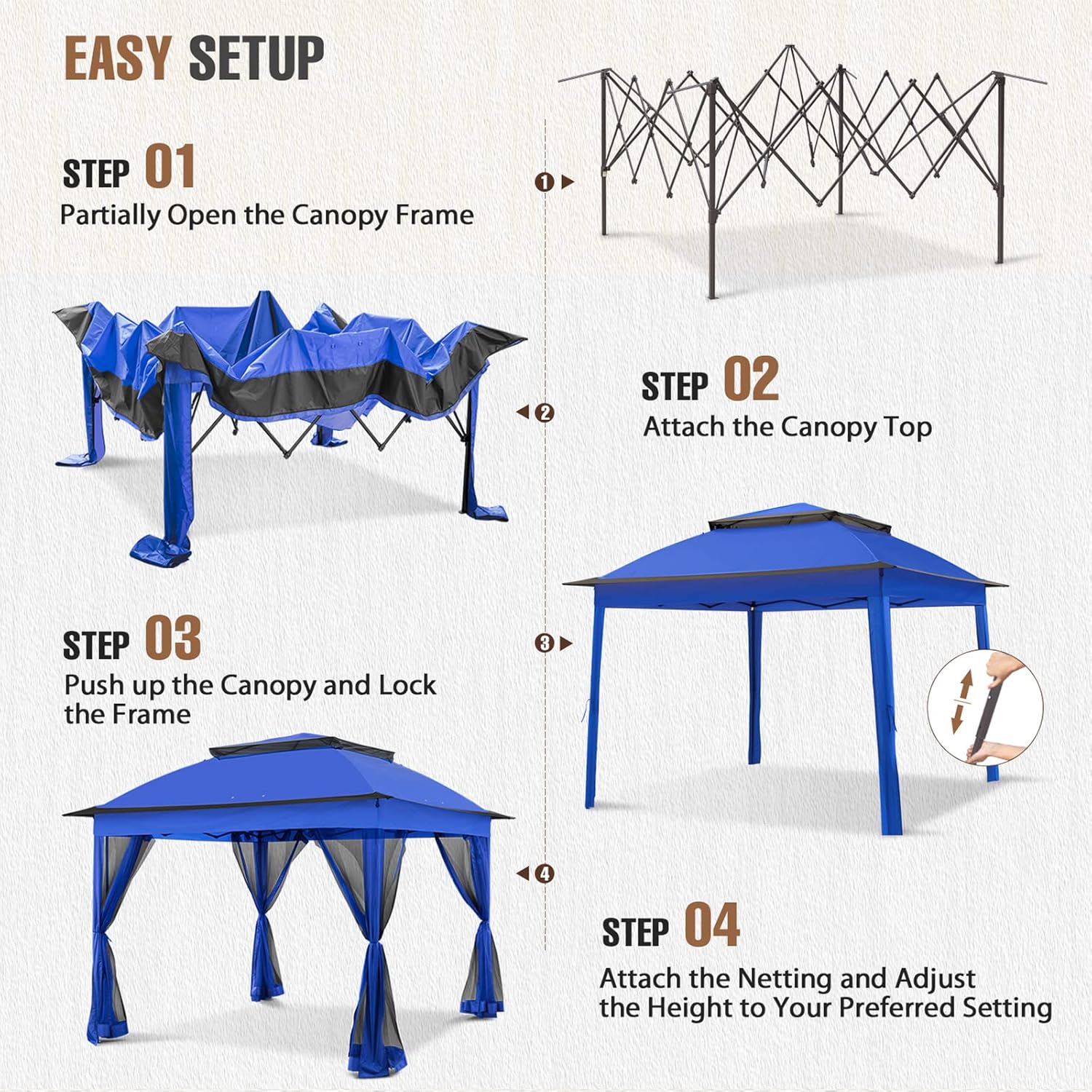 Steel Pop-up Gazebo-11' W X 11' D X 9' 8'' H-Blue