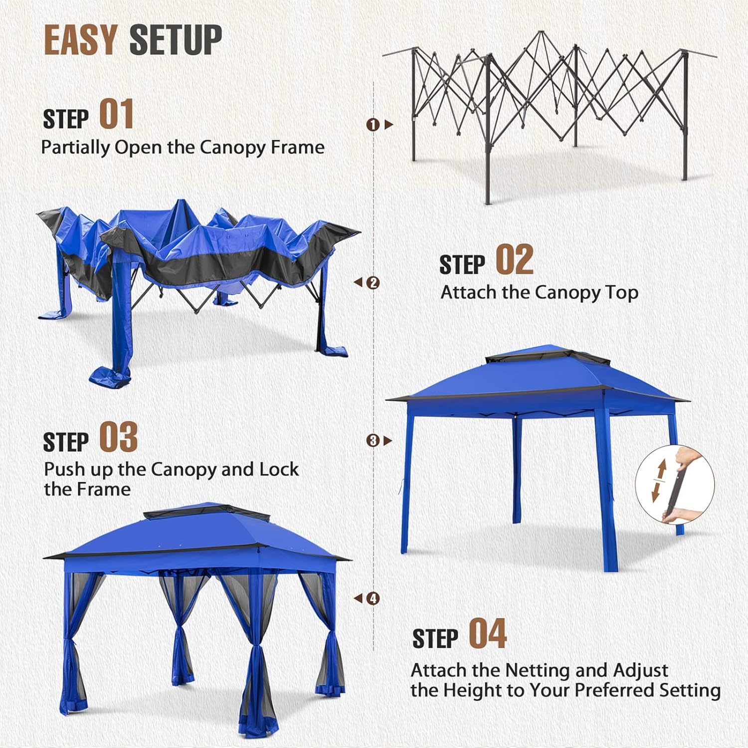 Steel Pop-up Gazebo-11' W X 11' D X 9' 8'' H-Blue
