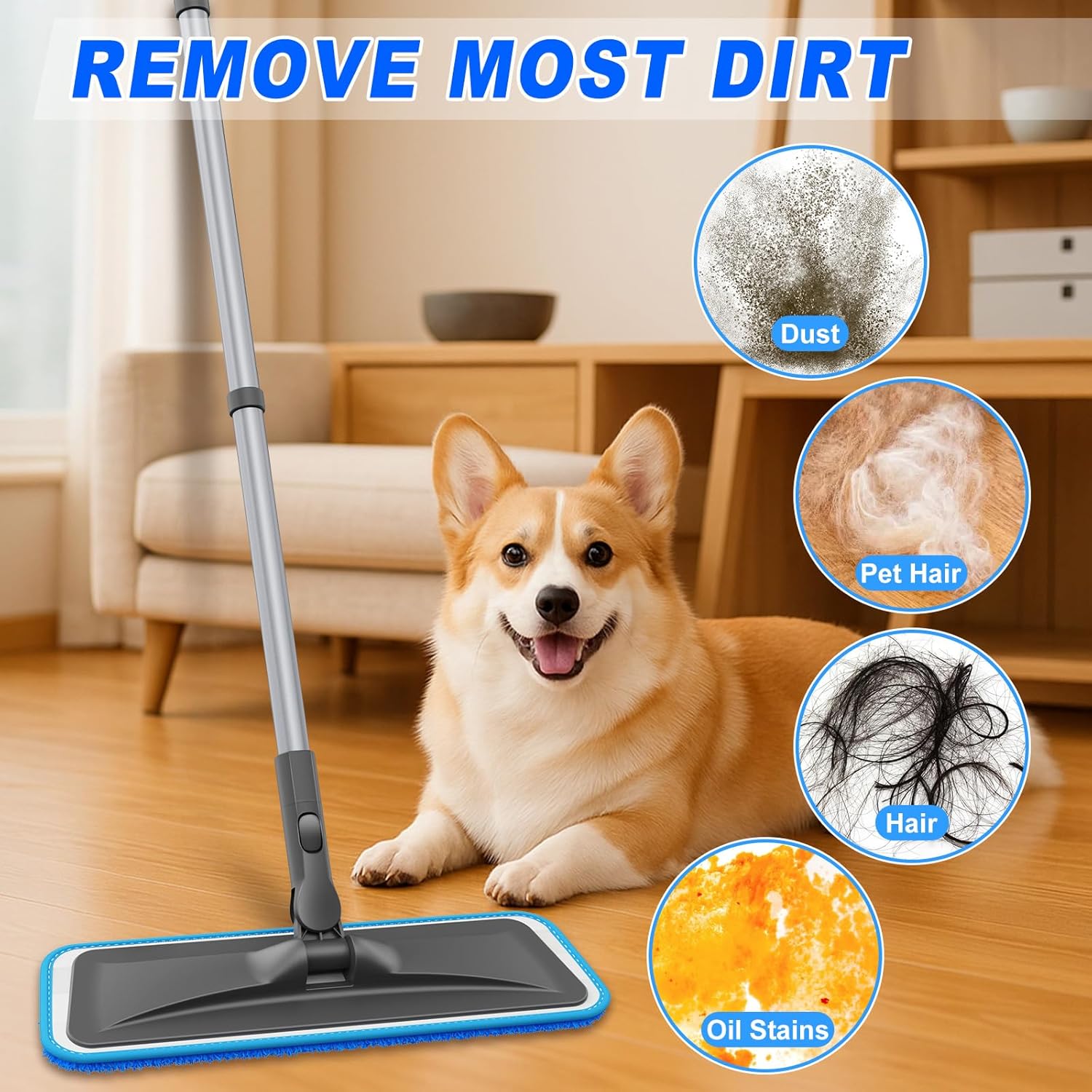 Microfiber Mops for Hardwood Floor Cleaning - BPAWA Flat Floor Mop 