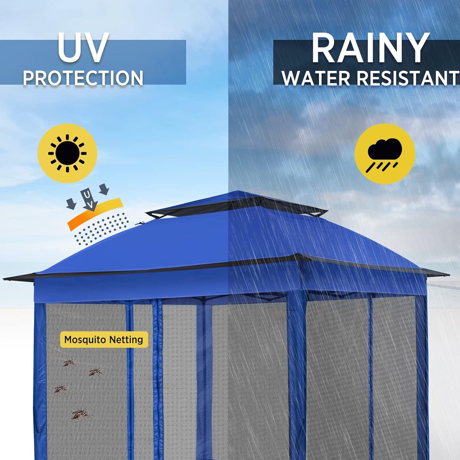 Steel Pop-up Gazebo-11' W X 11' D X 9' 8'' H-Blue