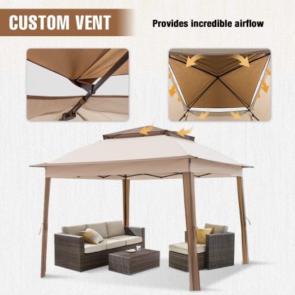 Steel Pop-up Gazebo-11' W X 11' D X 9' 8'' H-Beige