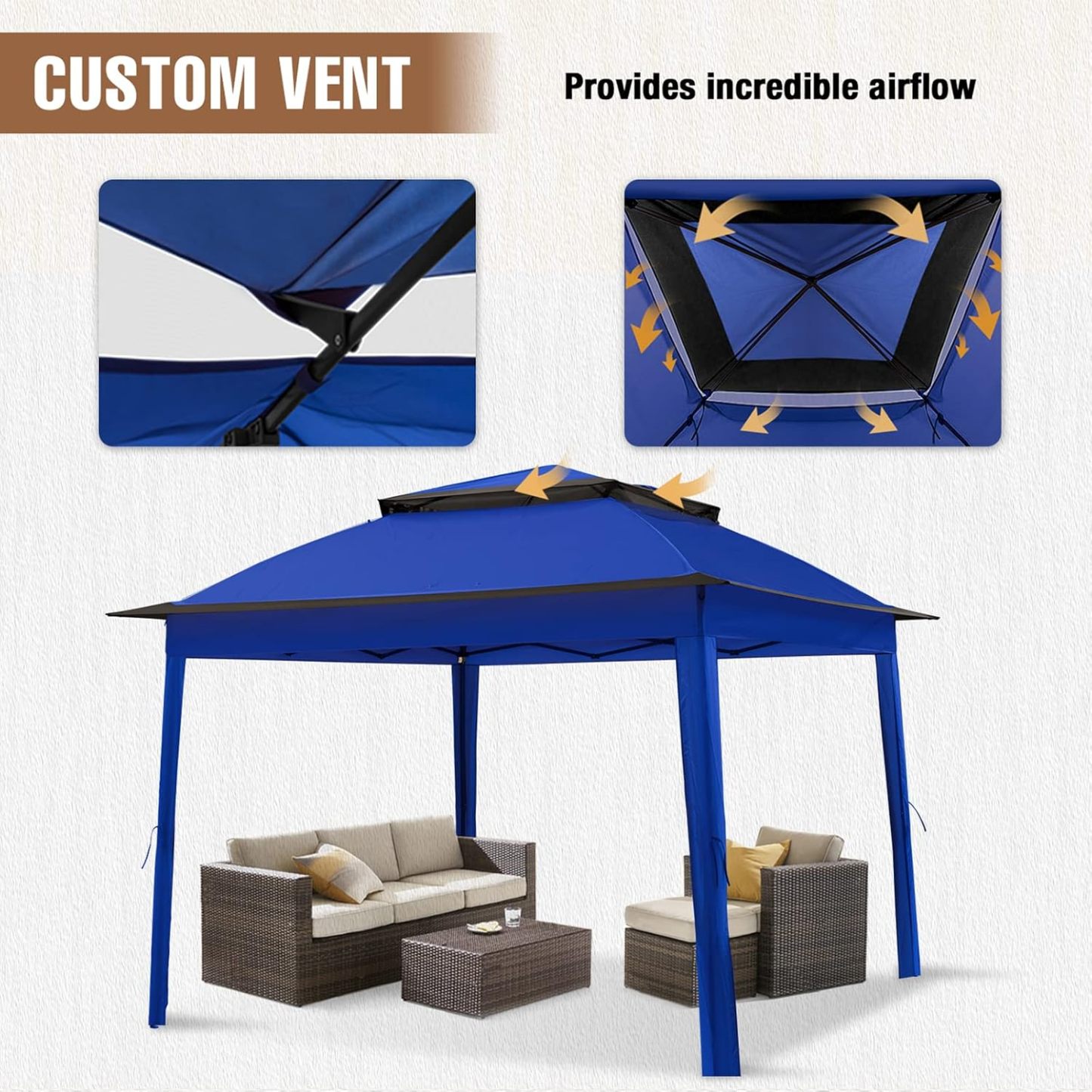 Steel Pop-up Gazebo-11' W X 11' D X 9' 8'' H-Blue