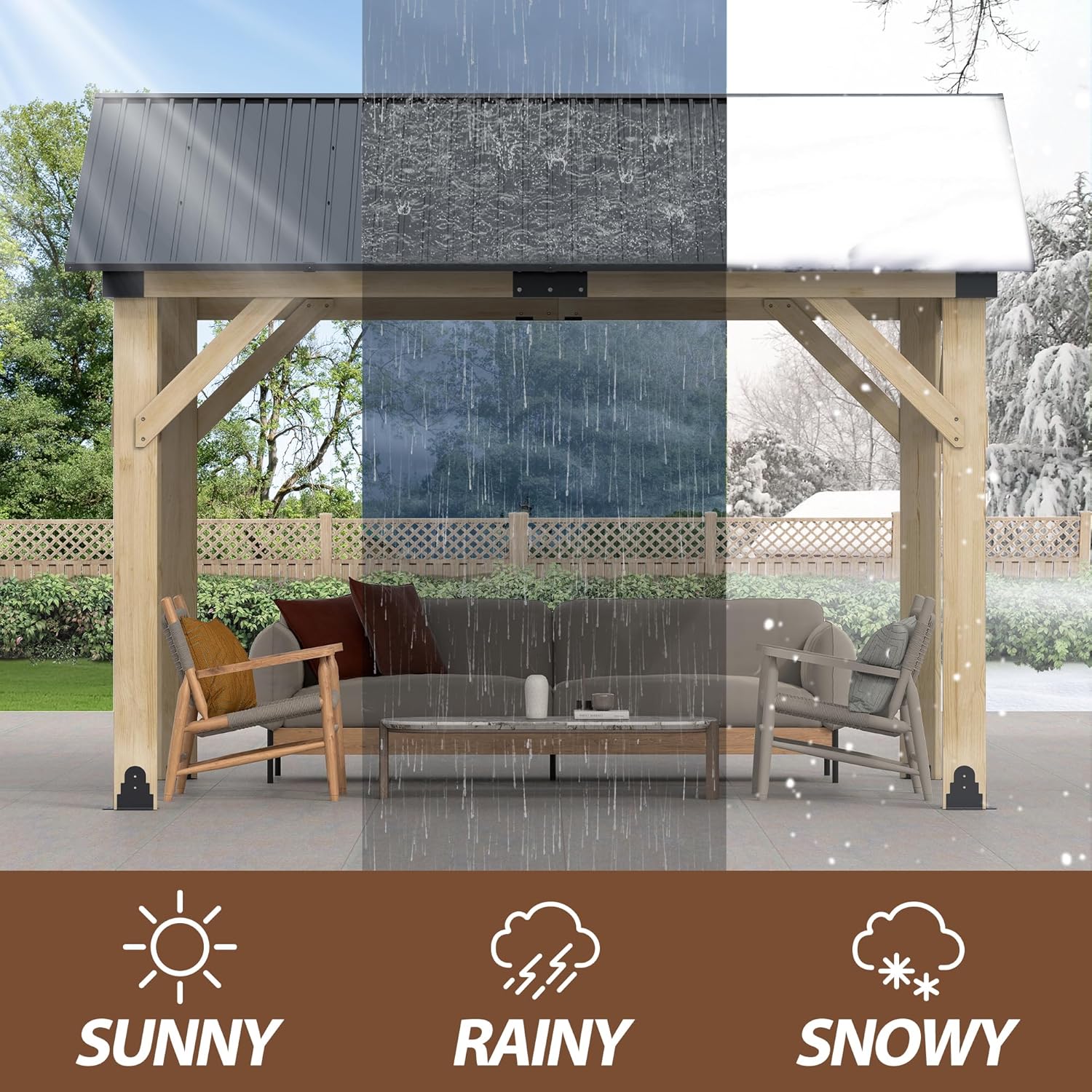 10' x 12' Cedar Hardtop Wood Gazebo 