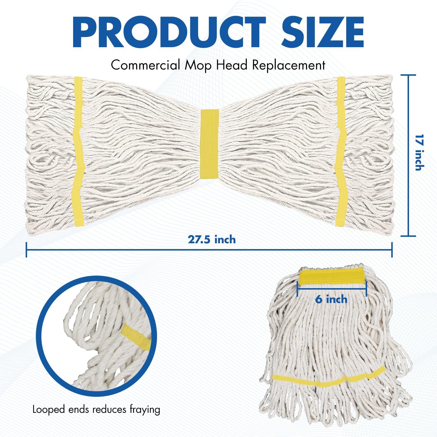 Heavy Duty Industrial Mop, Commercial Cotton Mop with 59 Inch Handle