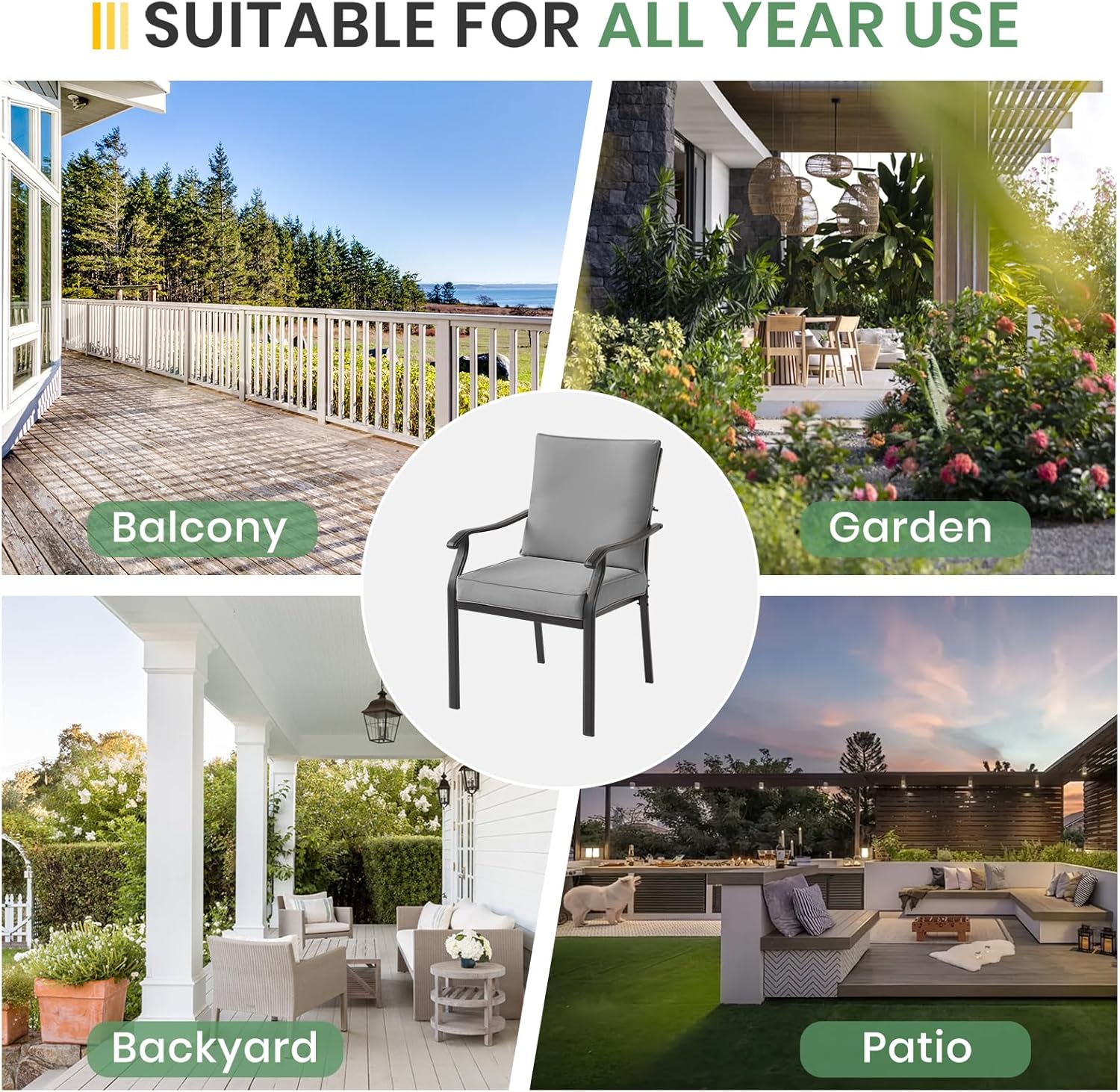 Outdoor Patio Dining Chairs Set of 4