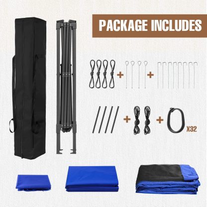 Steel Pop-up Gazebo-11' W X 11' D X 9' 8'' H-Blue