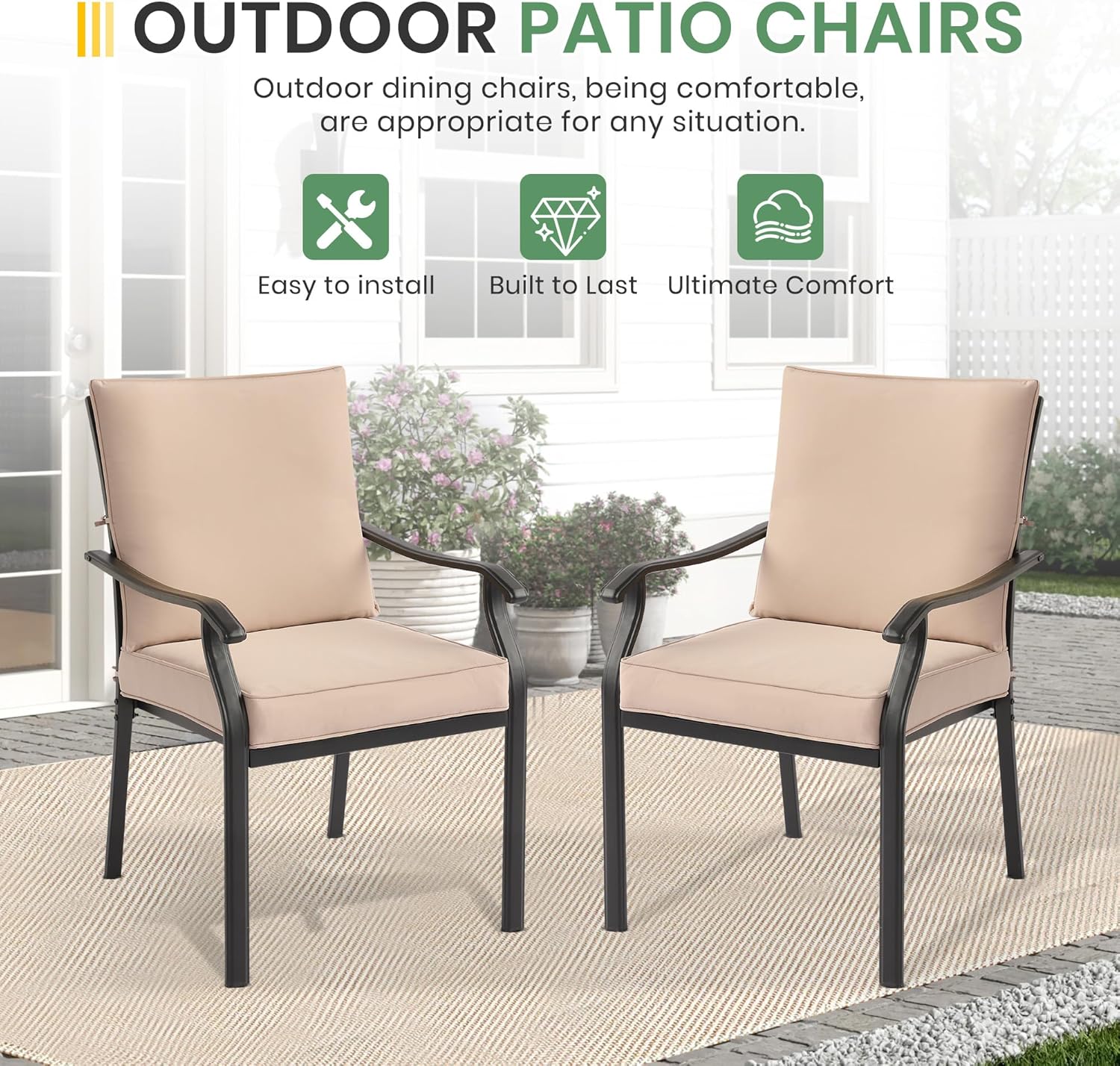 Outdoor Patio Dining Chairs Set of 2