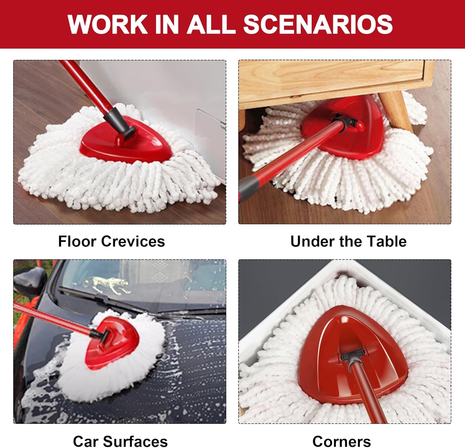 4 Pack Mop Heads Replacements for O-Ceda Easy Wrin Spin System