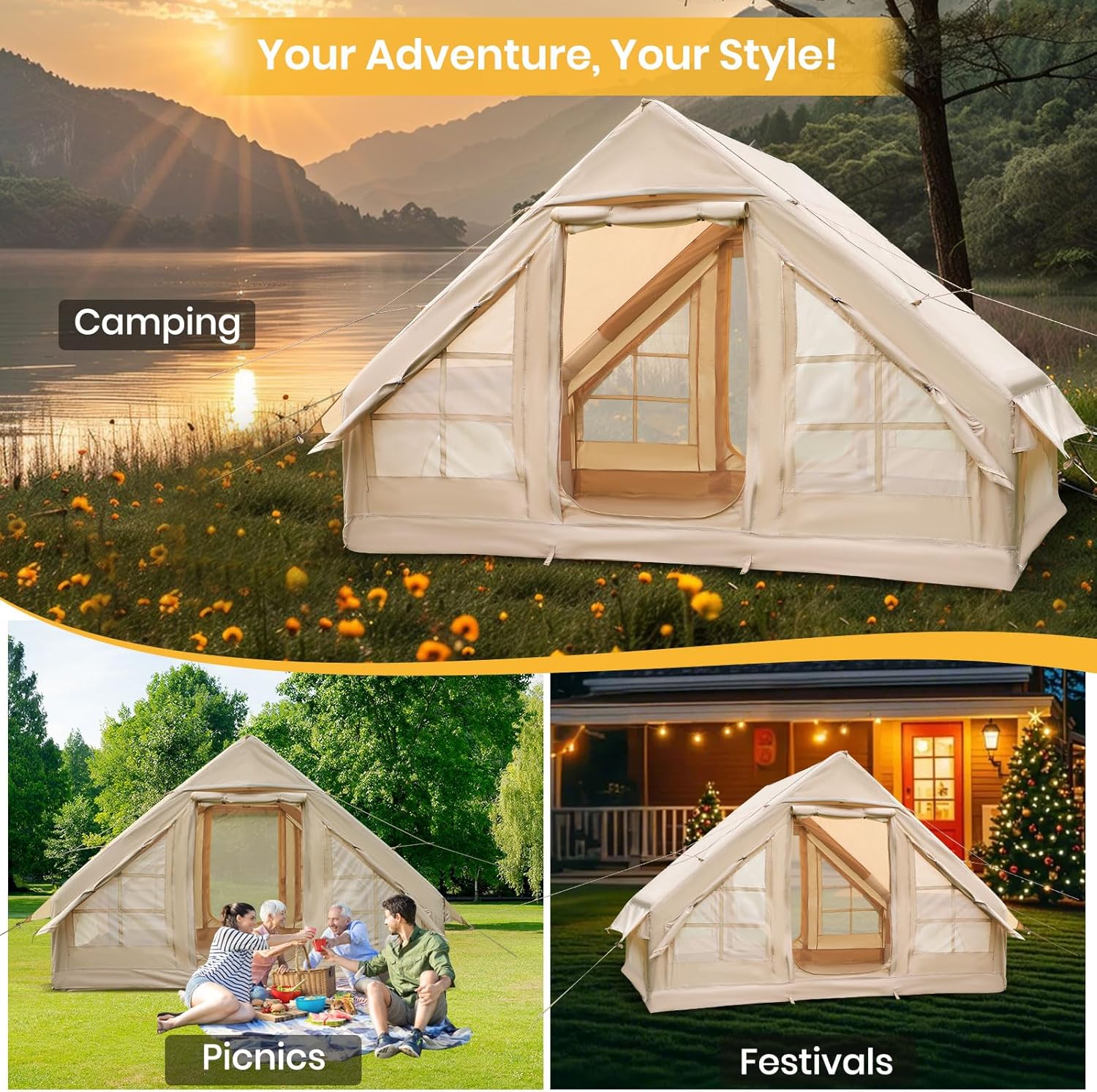 4 Season Glamping Tent with Mesh Windows