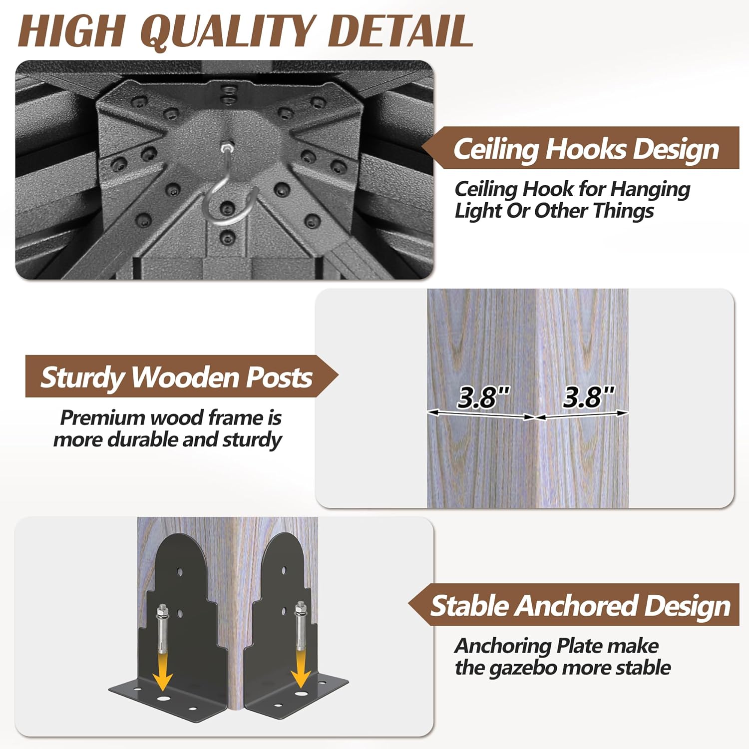 8.5'x8.5' Wood Hardtop Gazebo 