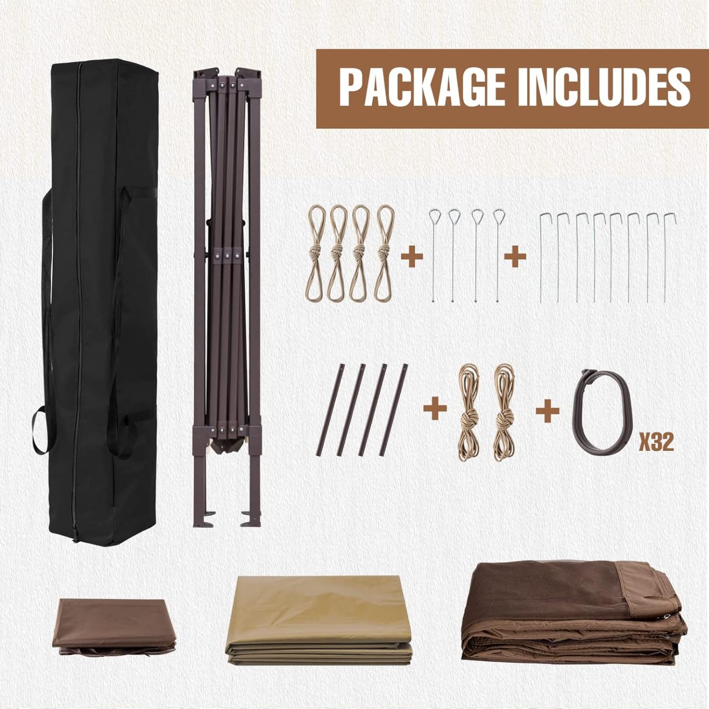 Steel Pop-up Gazebo-11' W X 11' D X 9' 8'' H-Beige