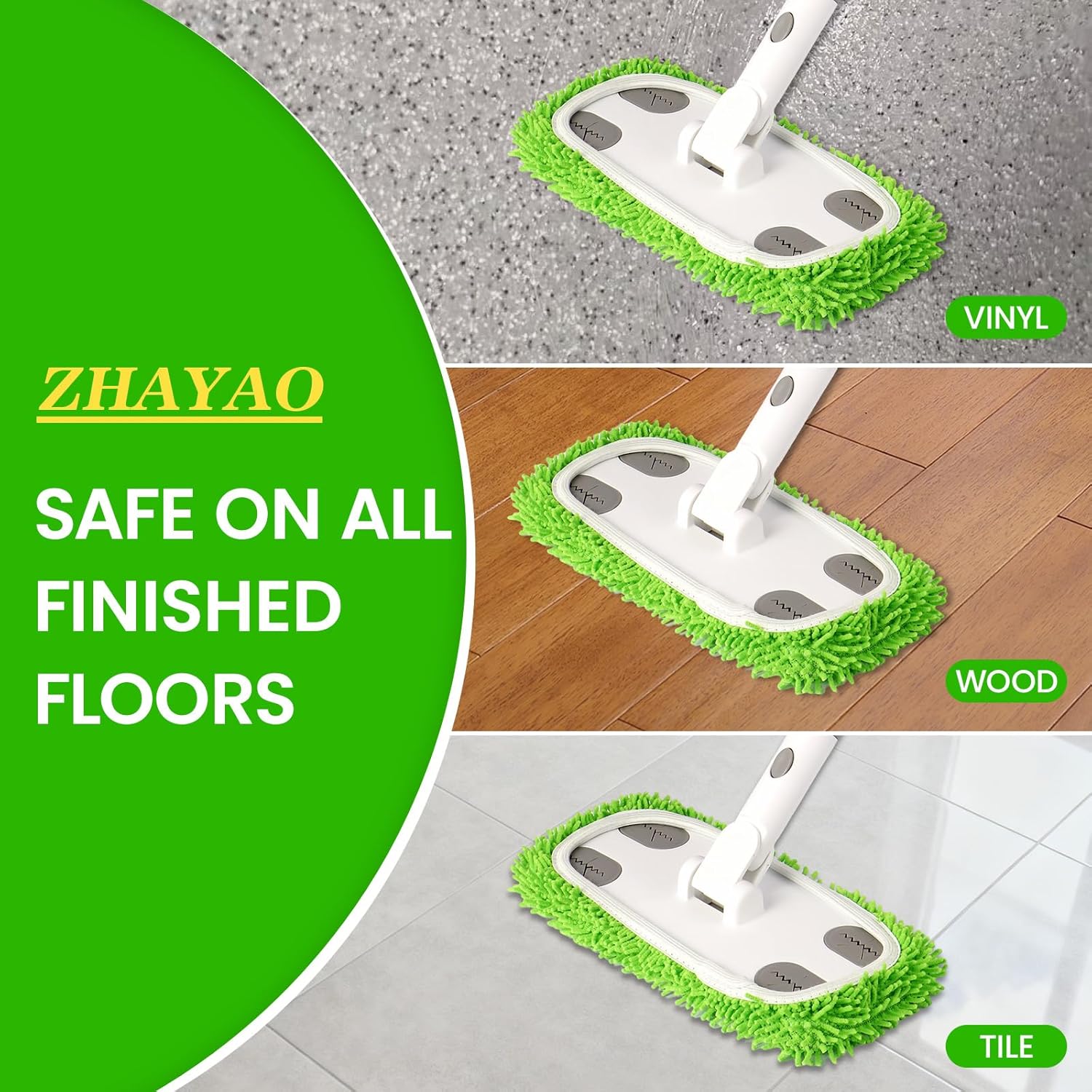 Reusable Microfiber Floor Mop System, Wet & Dry Sweeper Kit