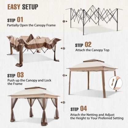 Steel Pop-up Gazebo-11' W X 11' D X 9' 8'' H-Beige