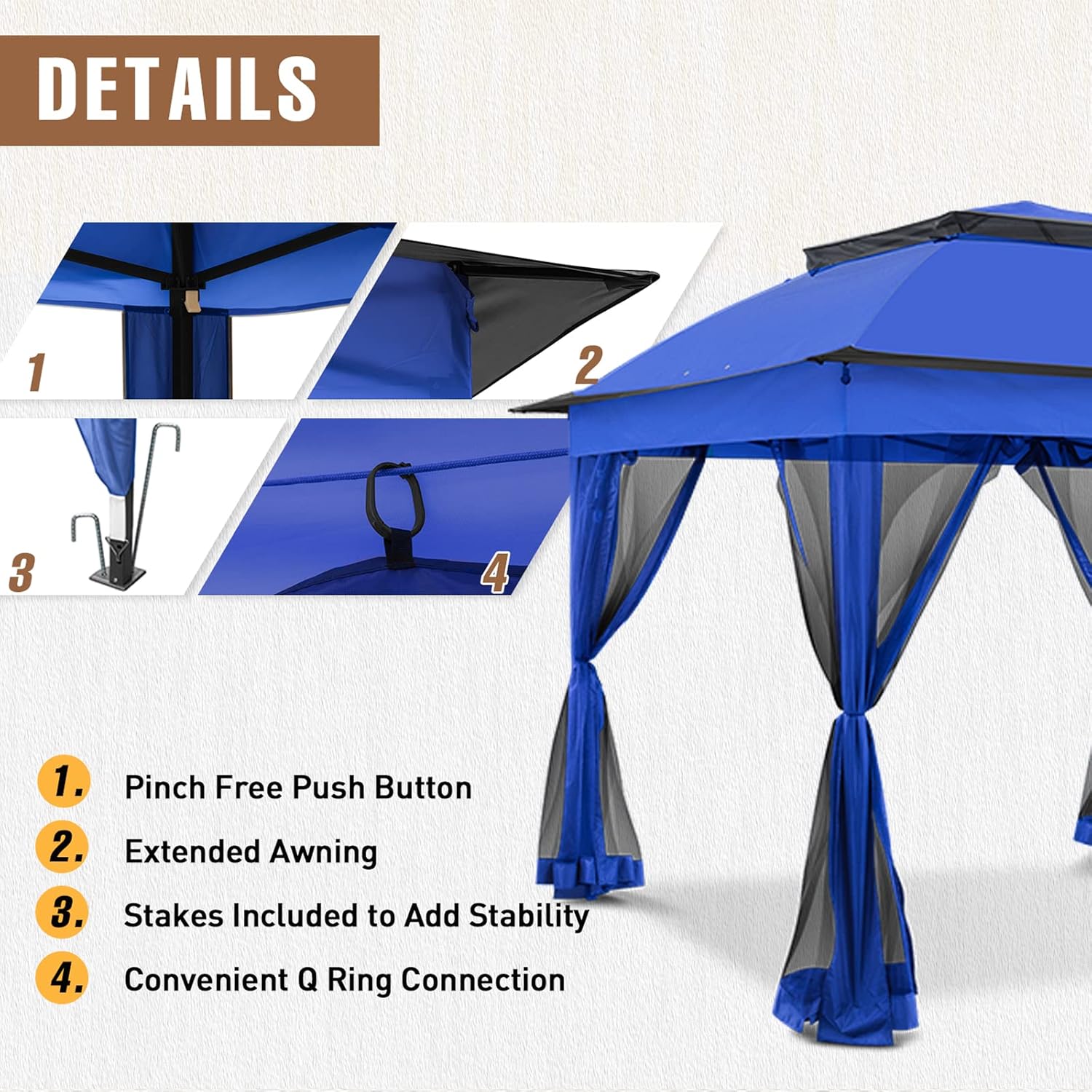 Steel Pop-up Gazebo-11' W X 11' D X 9' 8'' H-Blue