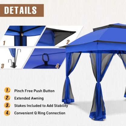 Steel Pop-up Gazebo-11' W X 11' D X 9' 8'' H-Blue