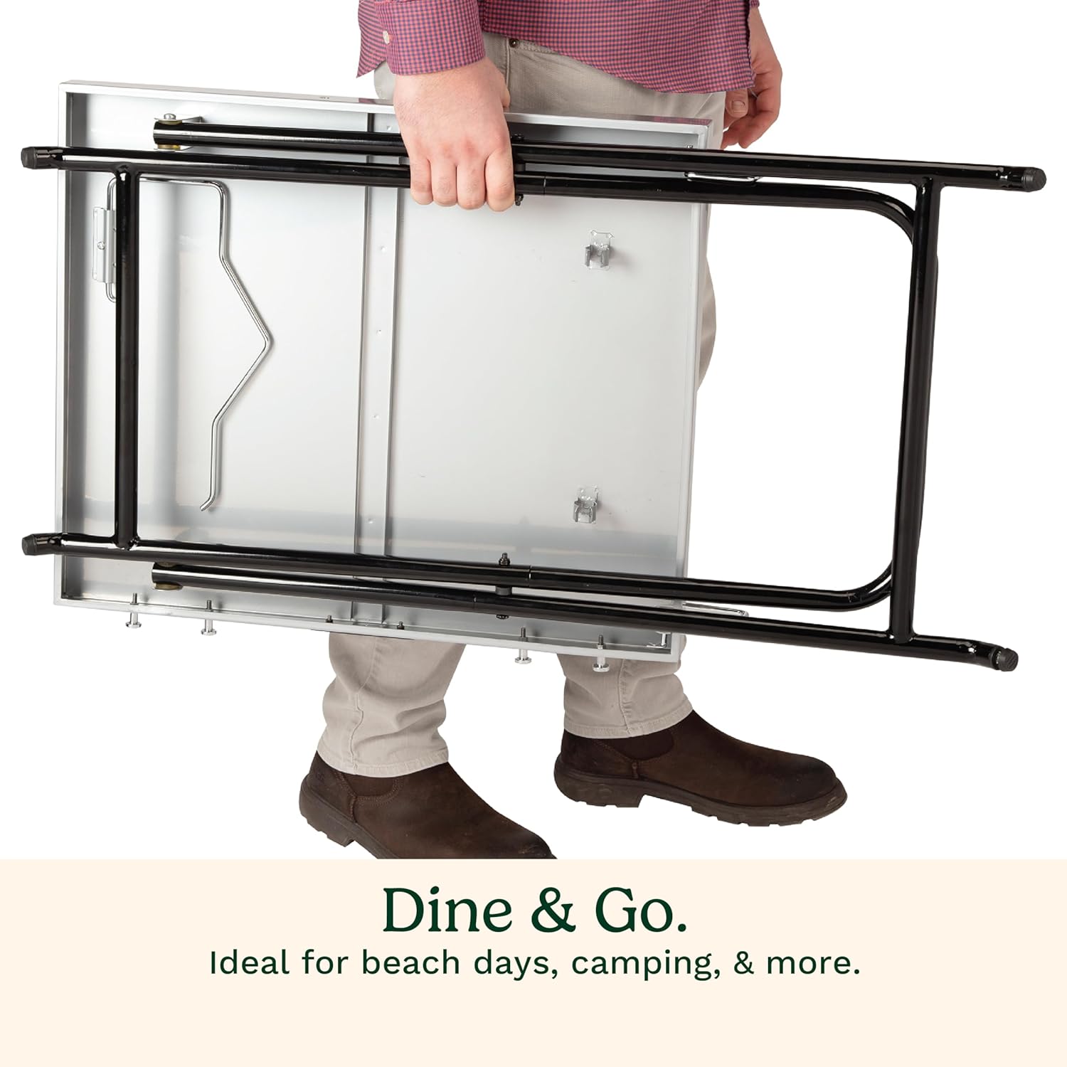 20.9"D x 34.4"W x 28.1"H Fold ‘n Go Prep Table, Portable Folding Table and Grill Stand with Tool hooks, Trash Bag Holder, Paper Towel Rack