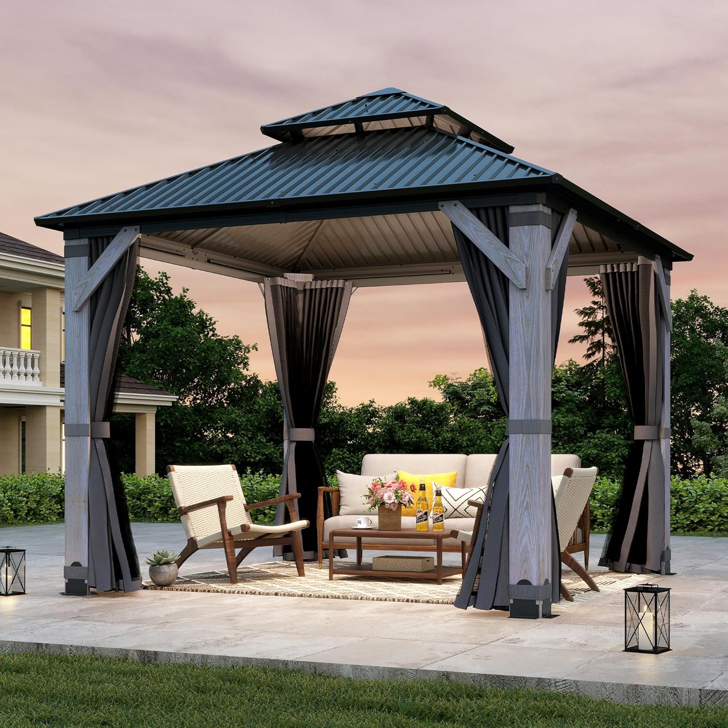 8.5'x8.5' Wood Hardtop Gazebo 