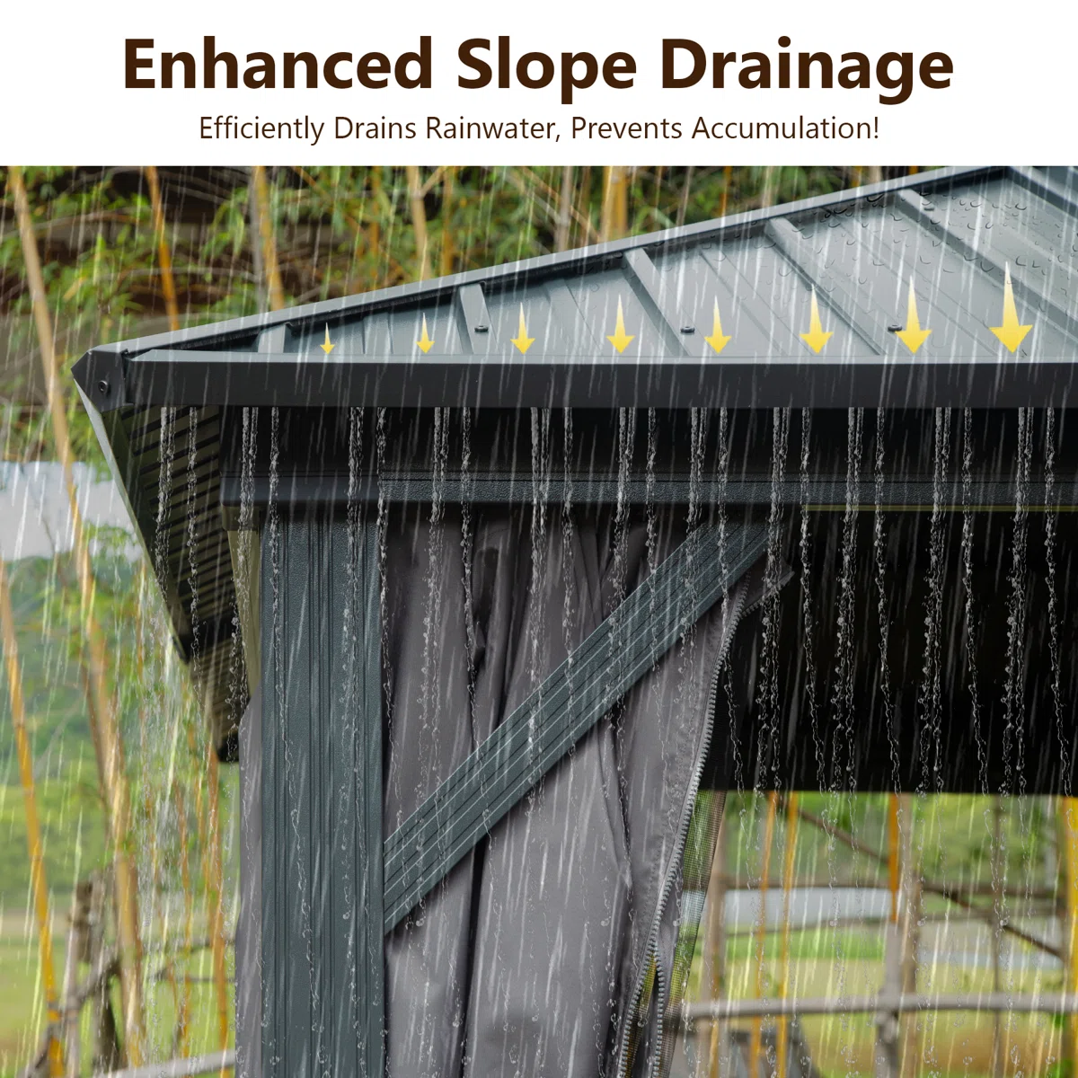 Steel Patio Gazebo with Overhang Slope-design Double Roof