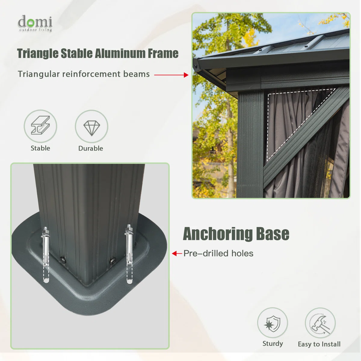 Steel Patio Gazebo with Overhang Slope-design Double Roof