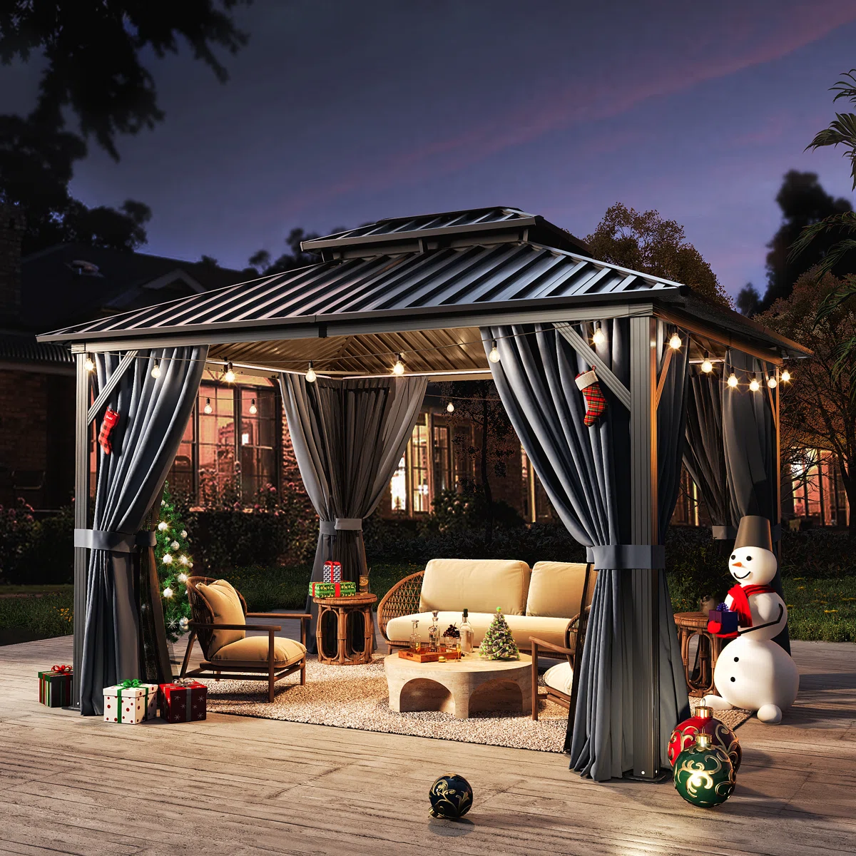 Gazebo 10x12 ft - Double Galvanized Steel Roof & Aluminum Frame
